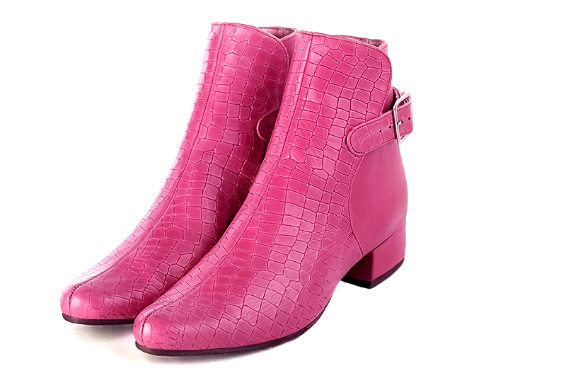 Dress large handbag in fuchsia pink leather - Rear view